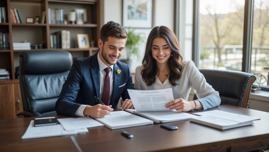 Couple meeting an immigration lawyer about a marriage visa