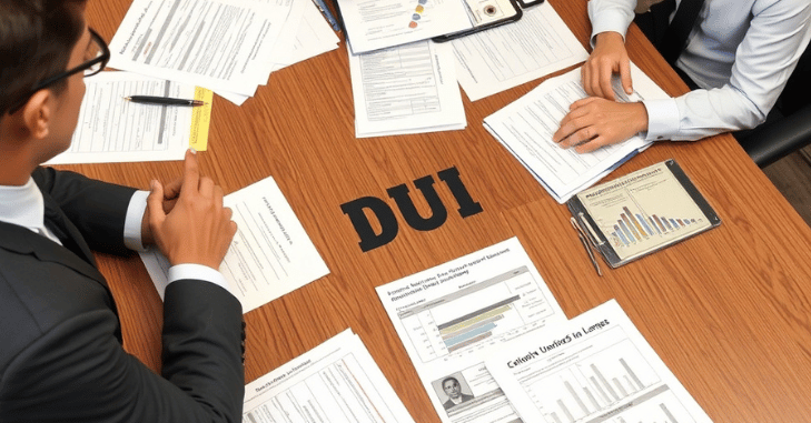 Courtroom setting prepared for a DUI hearing