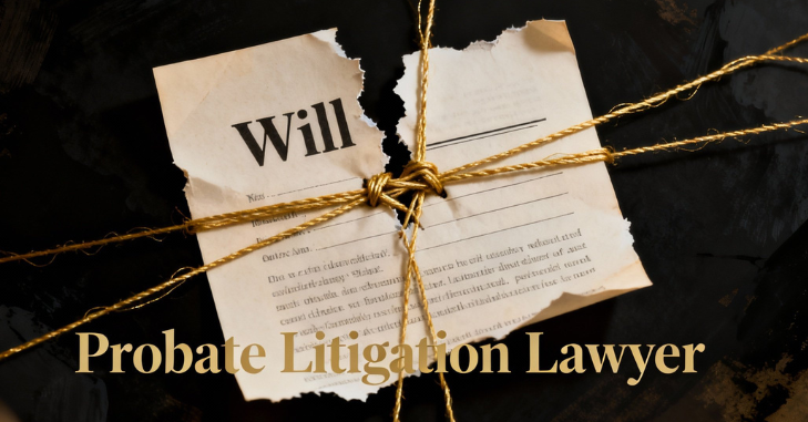 Probate litigation attorney reviewing a contested will