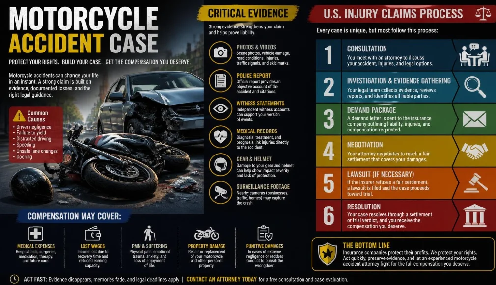 Motorcycle Accident Case: How U.S. Injury Claims Work and What Evidence Matters
